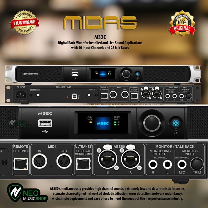 Midas M32C Digital Rack Mixer For Installed And Live Sound