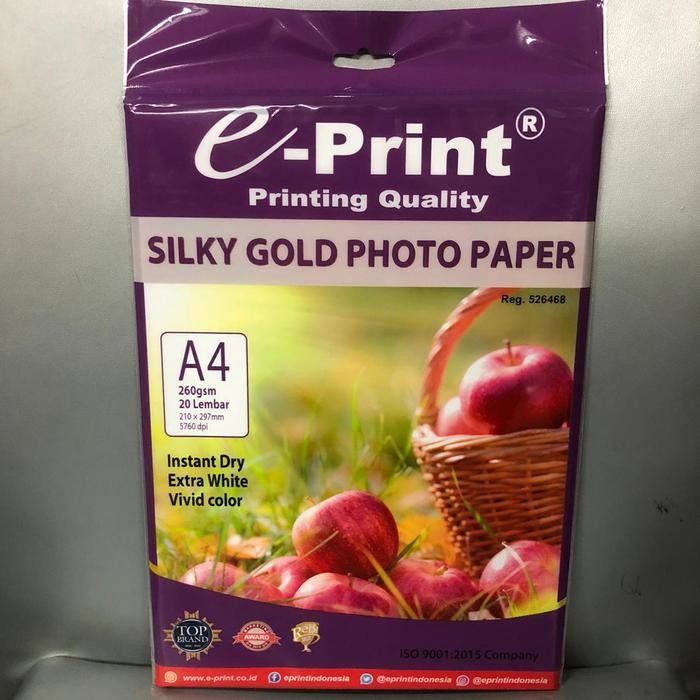 

Kertas Foto A4 260 gsm e-Print Silky Gold Photo Paper A4 260gsm