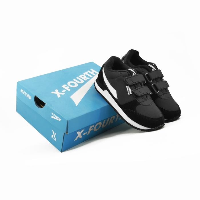 Piero Kidswear - Sepatu Lokal Nusantara X-Fourth Jogger Kids Hitam Putih - Sepatu Anak Laki Laki