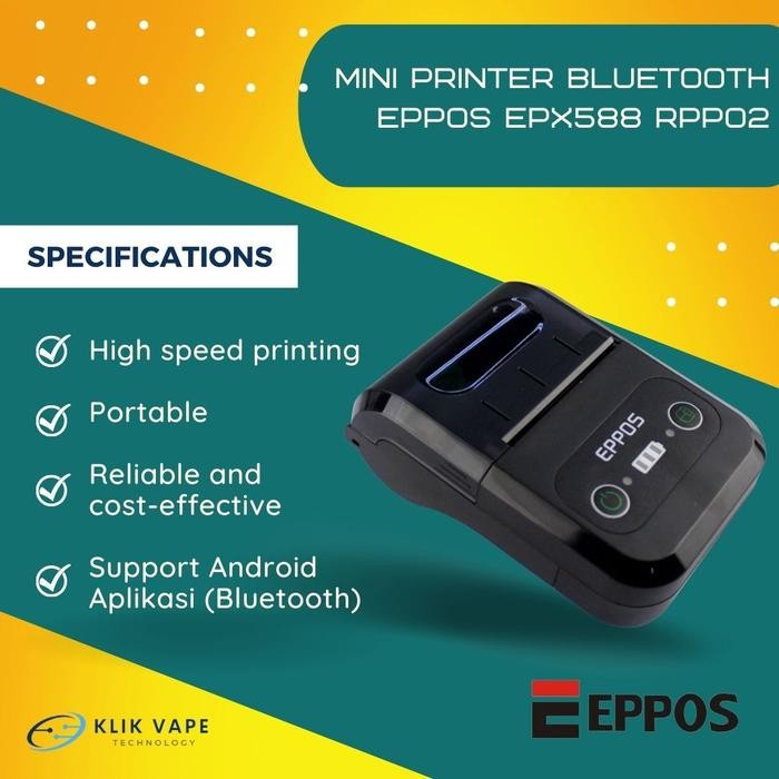 Ready Mini Printer Bluetooth EPPOS EPX588 RPP02 KlikVape Bandung