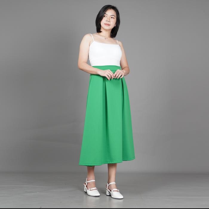 Okechuku REBECA Rok Flare Skirt Rok Natal Rok Hijau Christmas Skirt