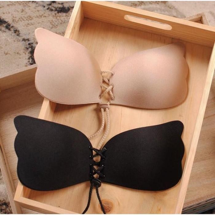 Bra push up CUP A B C D beige black tempel backless tanpa tali invisible wanita bh Tipis Tebal