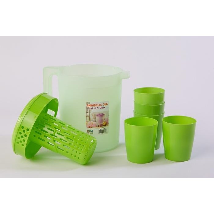 FCR0  Annabelle Jug Infused Set Plus 5 Glass Hijau Lime