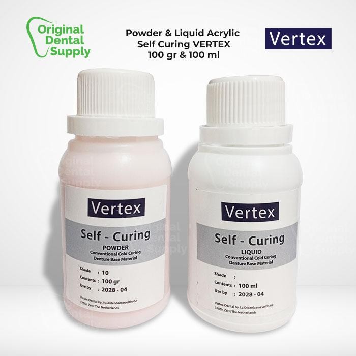 Terlaris Dental bubuk Vertex Paket Bundling Powder Liquid Self Curing Vertex 100 gr & 100 ml SALE