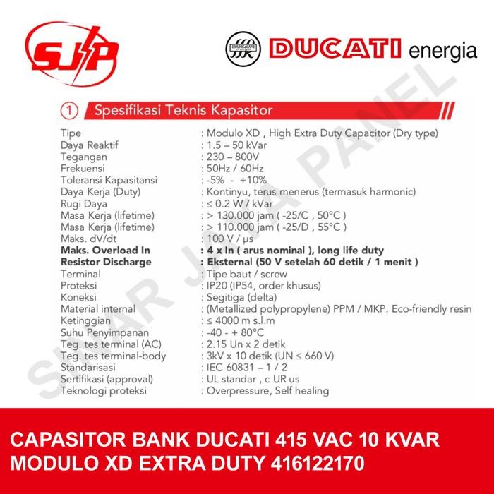 Stok Terbatas Capasitor Kapasitor Bank Ducati 12.5Kvar 415Vac Modulo Xd 416462150 Terlariss 