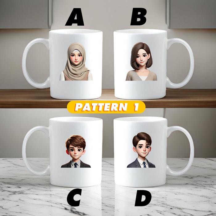 ORIGINAL CUSTOM MUG AVATAR LUCU - GELAS KACA SOUVENIR MURAH - GELAS CUSTOM KARAKTER UNIK KEREN