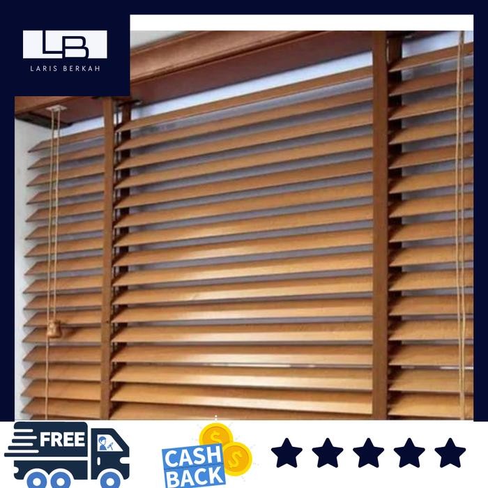 Tirai Kayu Wooden Blind Khusus Indoor Kerai Kayu/Gorden Jendela Promo 