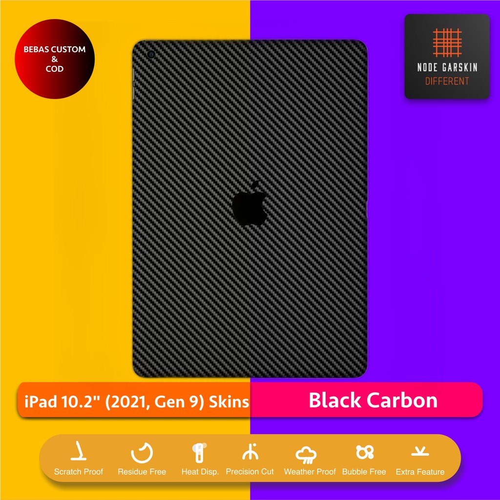 Garskin Skin iPad 10.2 2021 Gen 9 Black Carbon Fullbody / Backonly | Anti Lecet | Case | Vinyl
