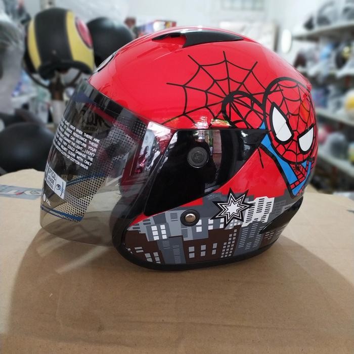Helm anak spiderman mds jr spiderman merah