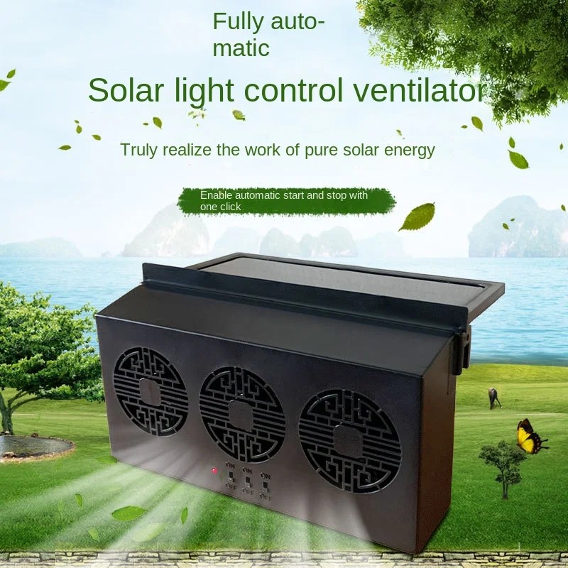 Car Exhaust Fan Solar Charging Ventilation Fanning Window Cooling Fans Ventilation Cooling Portable 