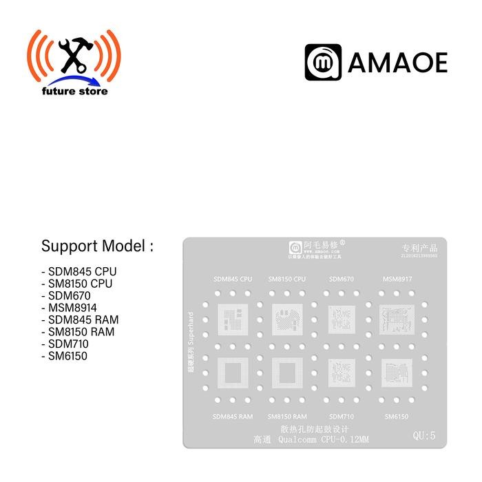 Amaoe QU 5 Cetakan IC BGA Reballing Stencil SDM845 CPU/SM8150 CPU/SDM670/MSM8914/SDM845 RAM/SM8150