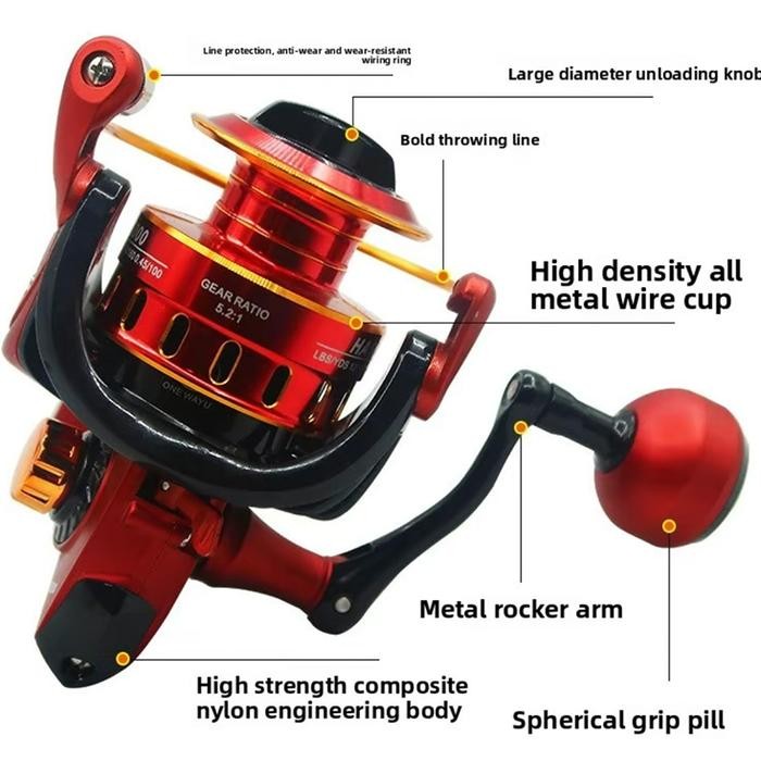 2025 Baru DAIWA Spinning Reel HA1000-7000, ratio 5.2:1, tarikan maksimum 30 pon, gulungan tali