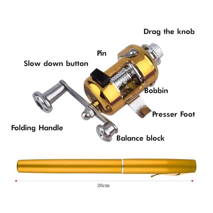 Satu Set Joran Pen Mini Alat Pancing Pulpen Casting Mancing 100cm