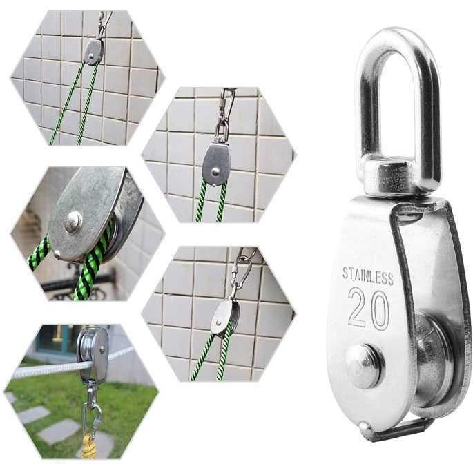 BERKAULITAS Kerekan Katrol Mini Serbaguna Gym Sumur Burung Swivel Pulley Stainless Steel Taffware