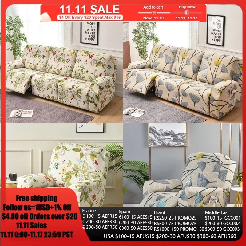 1 3 Seater Recliner Sofa Cover Stretch Lazy Boy Chair Cover Elastic Sofa Slipcovers for Living Room 