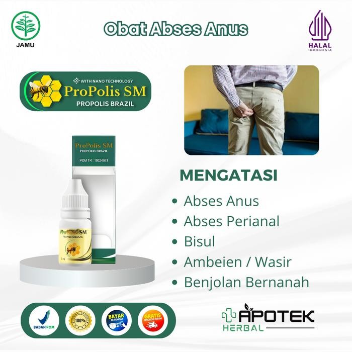 qja4- Propolis Sm Herbal Abses Anus Abses Perianal Bisul Benjolan Bernanah Di Anus - Isi 6Ml