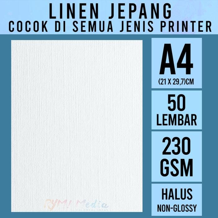 Linen Jepang 230 Gsm A4 Isi 50 Lbr / Kertas Hvs Linen Tebal 230 Gram Tbk