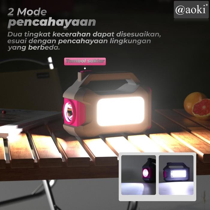JaminMutu- Aoki Ak-1101 Solar Lighting Mobile Power System 8000Mah Power Bank Multi Fungsi Led Dc