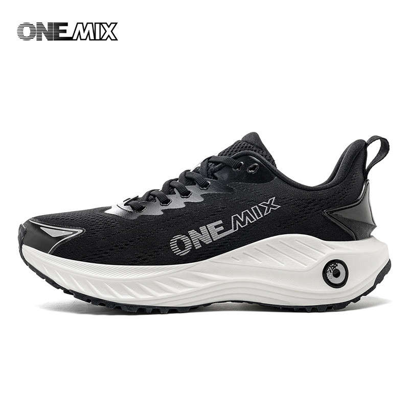 Onemix New Male Racing Breathable Cushioning Non-Slip Sneakers Mesh Breathable Shock Rebound