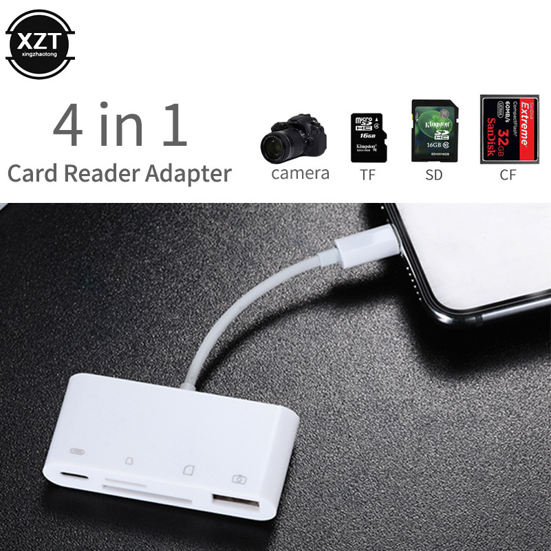 4 In 1 For Lightning To Usb External Camera Card For Otg Reader Sd/Tf/Cf Card Reader Hub For Macbook