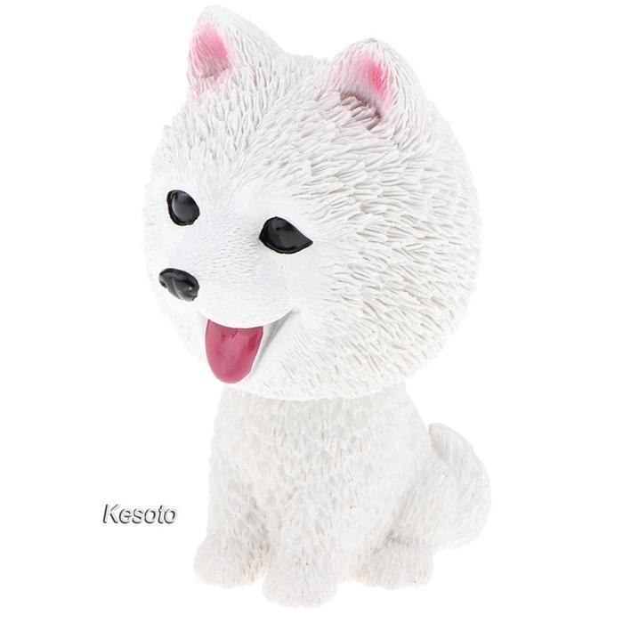 HOT SALE [KESOTO] BOBBLE HEAD DOG SAMOYED FIGURINE BOBBLING HEAD PUPPY CAR TERMURAH