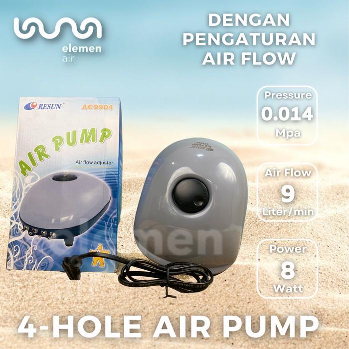 Pompa Udara Resun AC-9904 AC9904 Aerator Aquarium Silent Air Pump