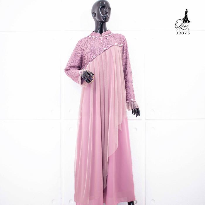 GAMIS OZIAS BROKAT KAGURA 09875 LD105 CM I Gamis Formal I Gaun Muslimah Nyaman Panjang - lilac
