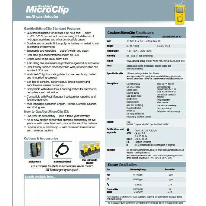 Bw Honeywell Gas Alert Microclip Xl Multi-Gas Detector