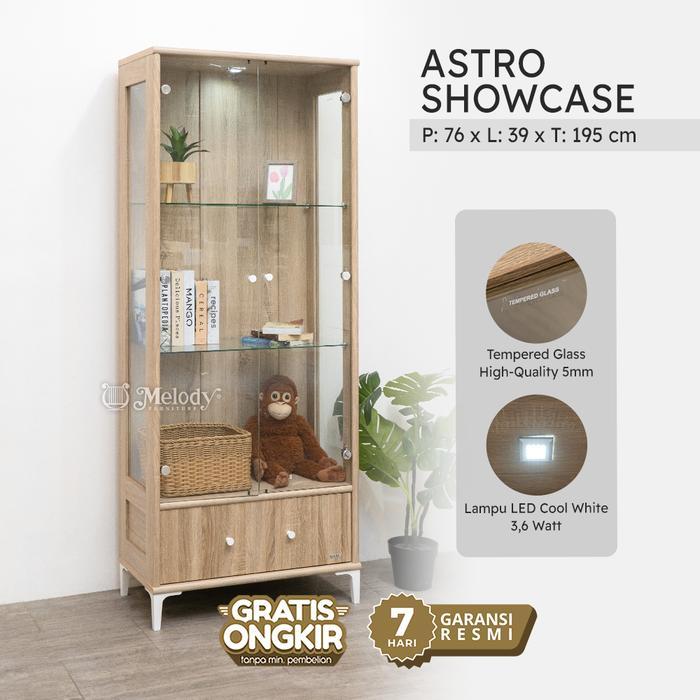 Melody Furniture - Showcase Kaca / Lemari Pajangan Kaca / Lemari Action Figure dengan Lampu - Astro 