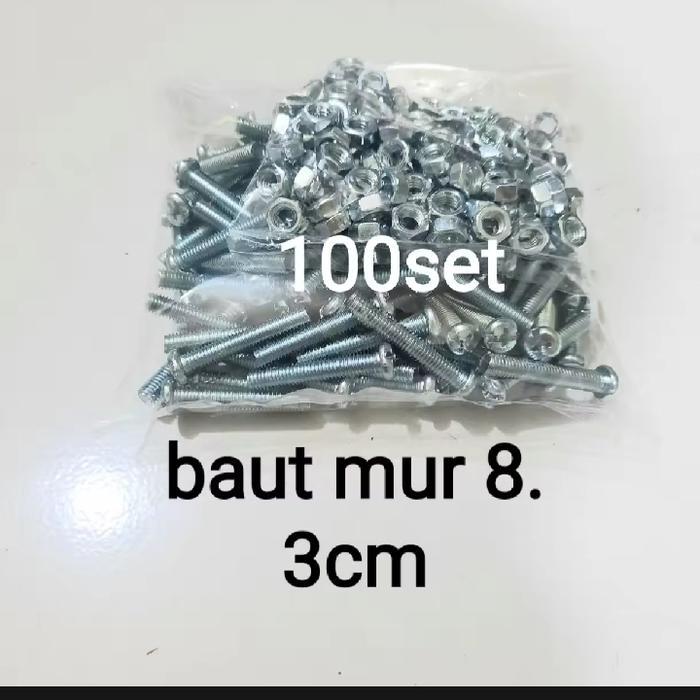 NEW 100pcs Baut jp+mur 5x30/baut+mur 8x3cm obeng baut 8