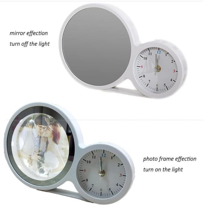 Proses Sehari Jadi 4N1 Jam Cermin Mirror Kaca Bulat Magic Ajaib Frame Foto Lampu Led Hadiah Kado