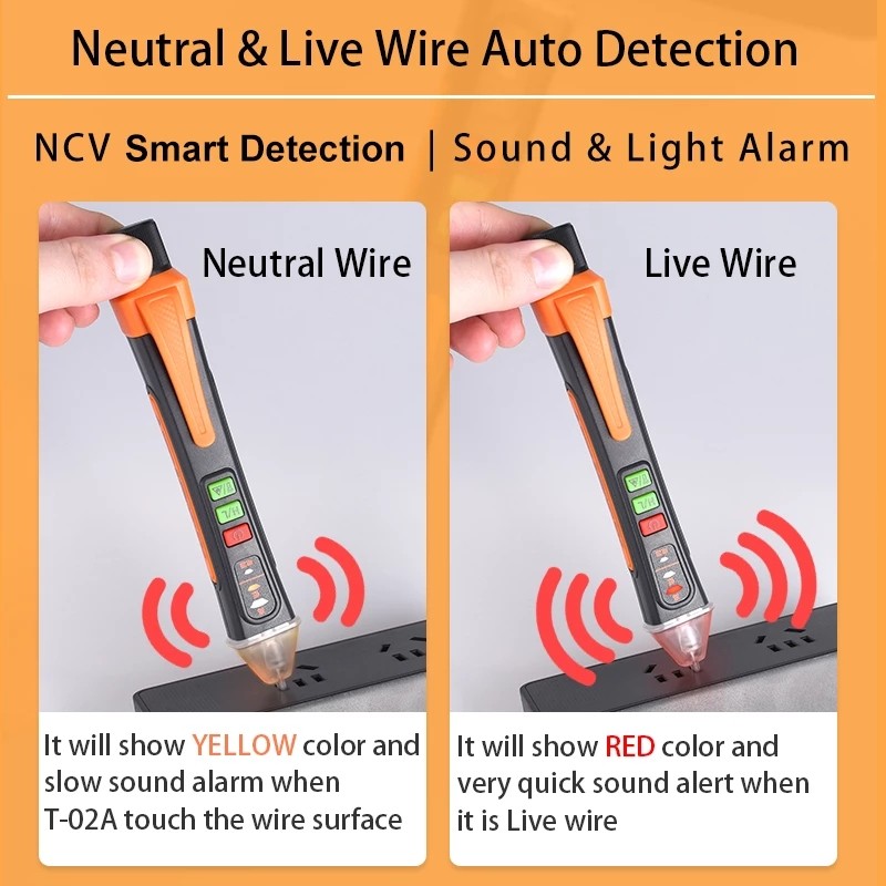 T02A Smart Voltage Detector Non-Contact Test Pencil Voltage Detector Pen Voltage Indicator