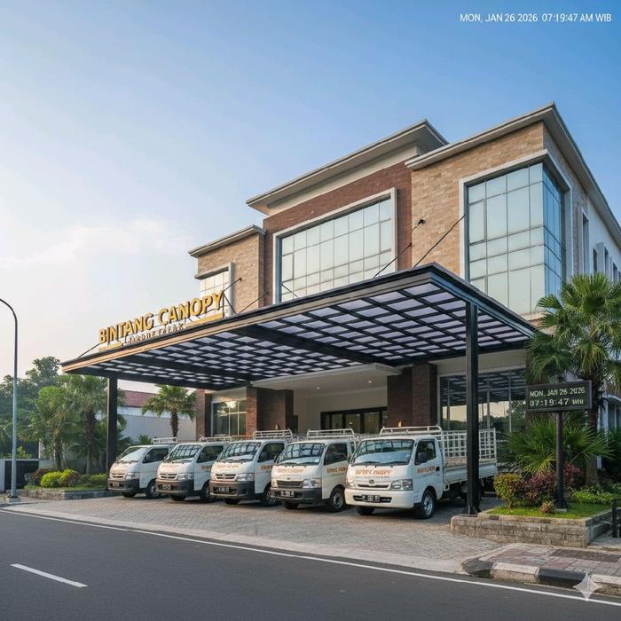Kanopi Besi Hollow Galvanis Atap Alderon Double untuk Rumah dan Gedung