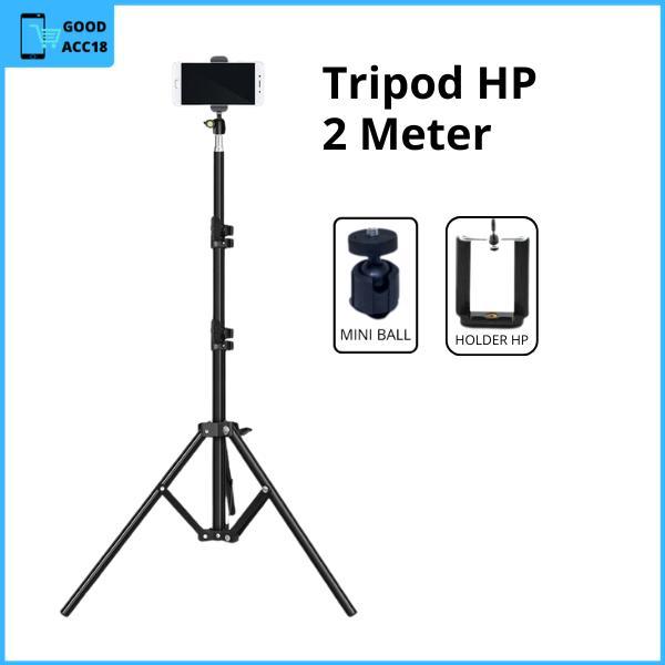 Tripod Handphone 2 Meter Bahan Aluminium Tripot Hp Kamera Ngonten Video Live - Tripod 2 Meter