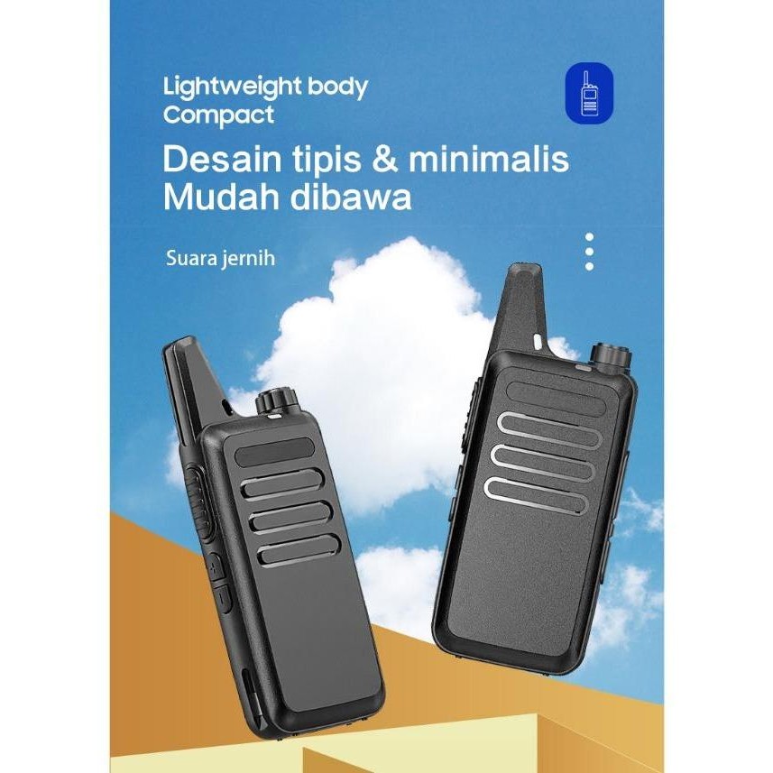 HT T20 C1 Walkie Talkie Portable 2Pcs Handy Talky UHF Wlan Two Way Walky Talky dengan Charger Antena