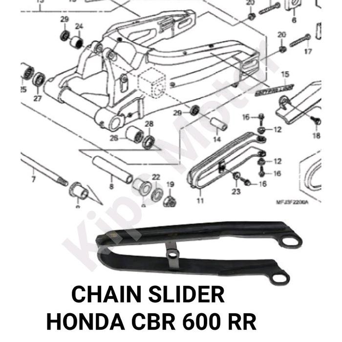 Chain Slider Karet Rantai Arm Honda Cbr 600 Rr F4 2003-2006 Original Japan Untuk Motor Cbr 600 Rr