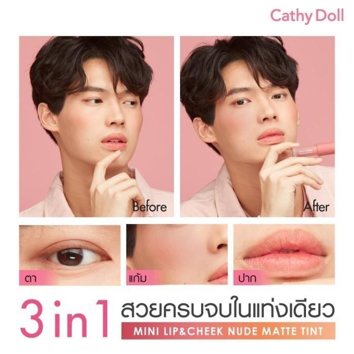Cathy Doll Mini Lip N Cheek Nude Matte Tint Win Metawin Tine 2Gether