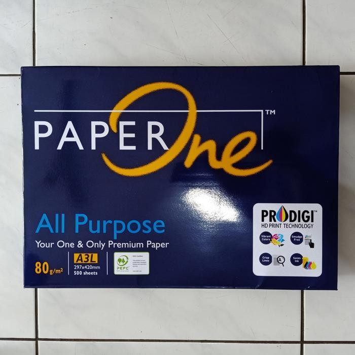 

NEW PRODUK PAPER ONE KERTAS HVS A3 80 GRAM PREMIUM COPY PAPER 297X420MM 500 LEMBAR PRODIGIO HD PRINT