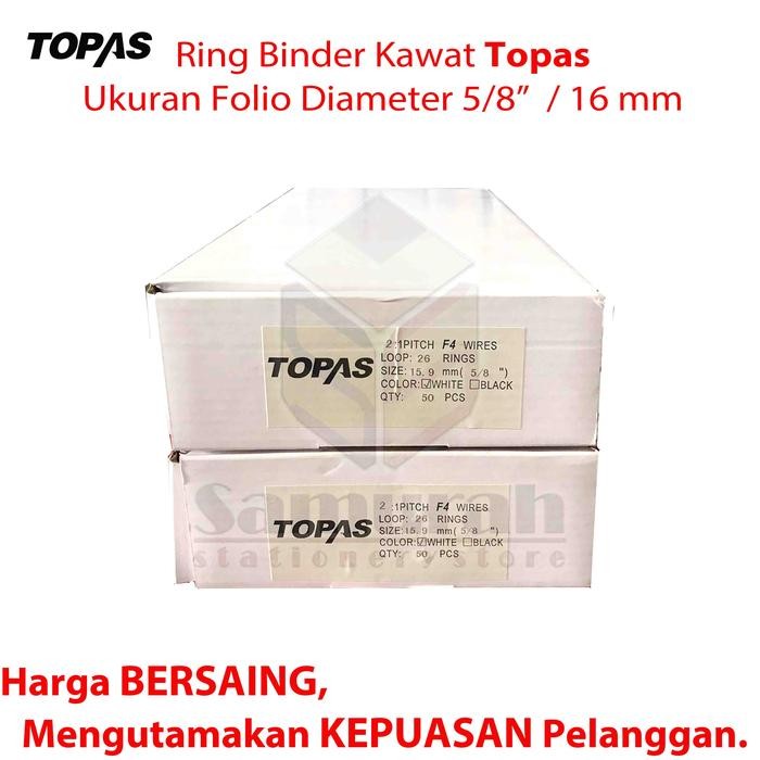 

Ring Binder Kawat Topas Ukuran Folio 5/8" Diameter 16,0 Mm / 26 Wire Ring Binding 2 : 1 Isi 50