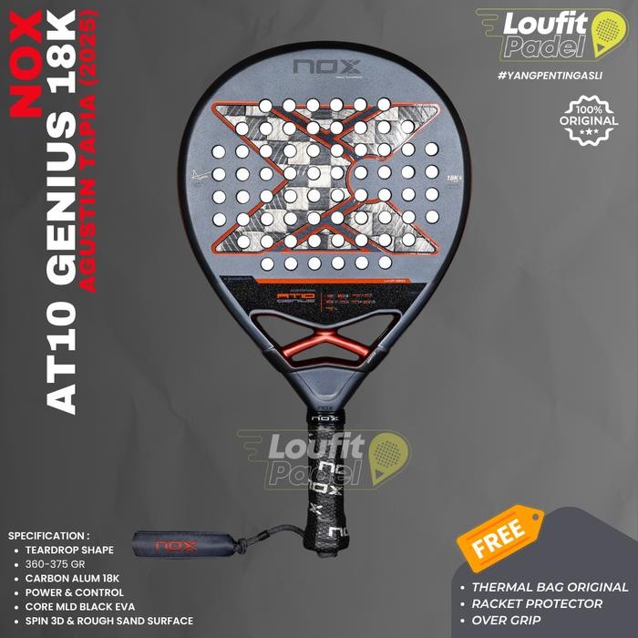 NOX RACKET PADEL / RAKET PADEL NOX AT10 GENIUS 18K 2025 AGUSTIN TAPIA ORIGINAL / CARBON 18K Tennis