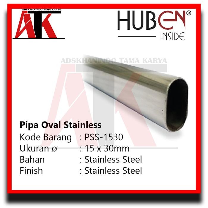 Pipa Oval Besi Chrome HUBEN PBC-1530 15x30mm Pipa Oval HUBEN PBC1530