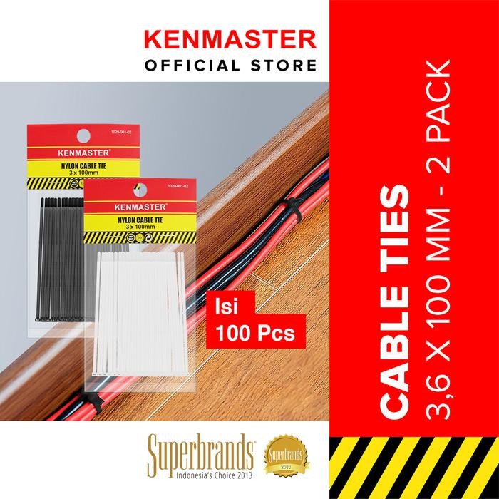 

Kenmaster Cable Ties 3 x 10cm x 100 Pcs - Black + White ( 2 Pack ) - BUND-0031