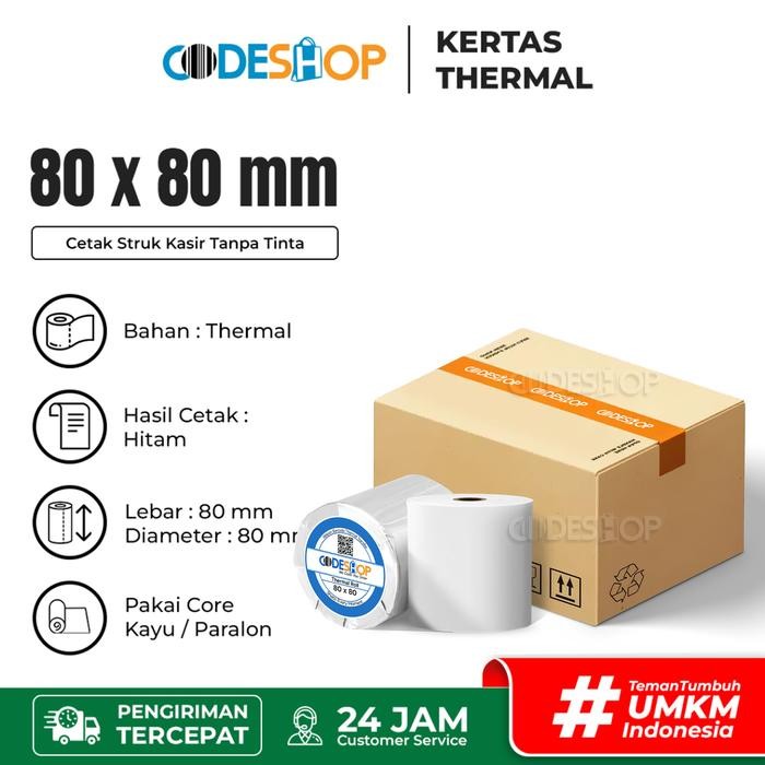 

1 DUS - Kertas Termal Kasir Struk 80x80 - Thermal Paper Roll