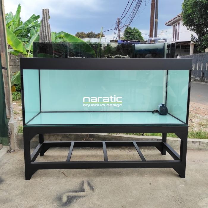 Aquarium 150x60x60 10mm & rak holo 4x6 ceper fullset stiker putih