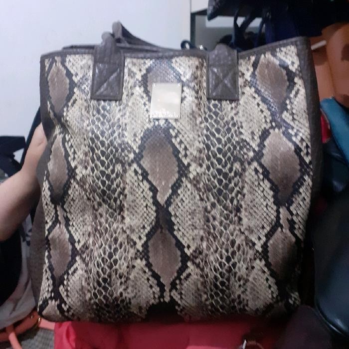 Stok Baru Tas Tote Motif Ular Kulit PU