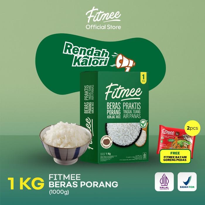 Fitmee Beras Porang 1 kg FREE 2 Pcs Fitmee Mie Bayam Goreng Pedas 65 Gr
