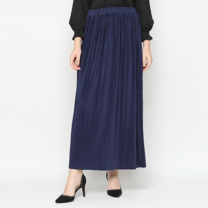 Ready Duapola Rok Panjang Plisket Lidi Span Maxi 79188 - Navy
