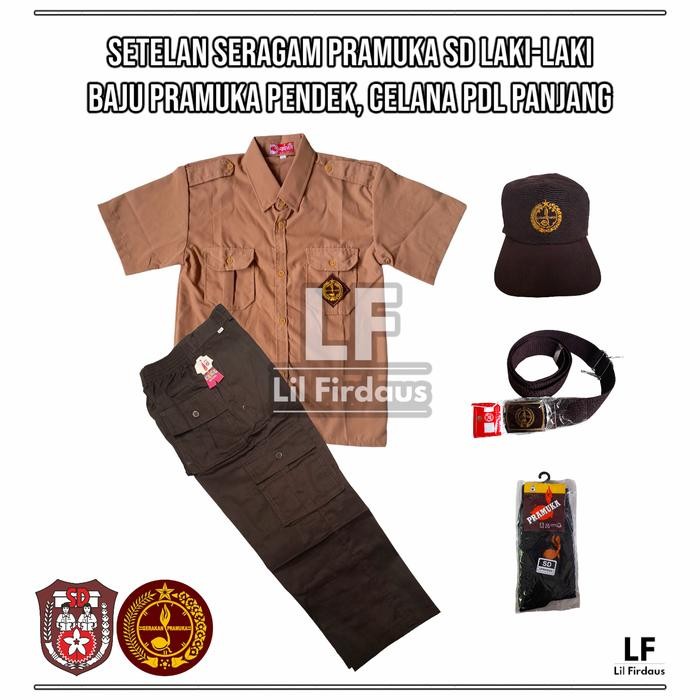 Set Pramuka SD Laki-Laki - Baju Pramuka Pendek Celana PDL panjang