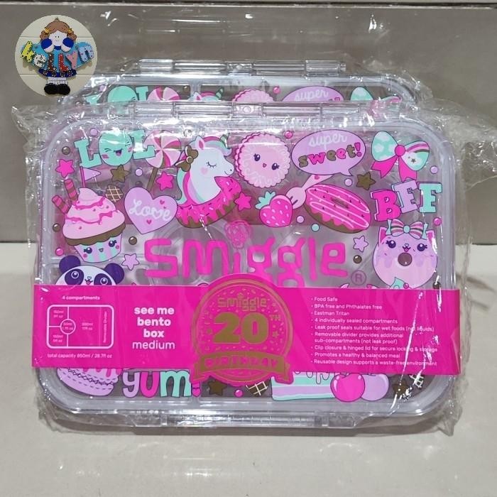 Smiggle Fiesta Medium Bento Lunch box Pink Unicorn Original READY SALE