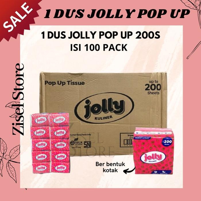 1 KARTON JOLLY POP UP ISI 100PCS 1 DUS TISSUE JOLLY POP UP TISU KULINER